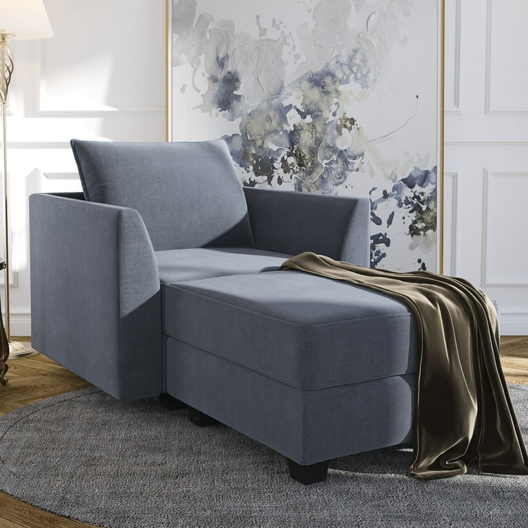 HONBAY Accent Chair with Ottoman Modern Polyester Armchair with