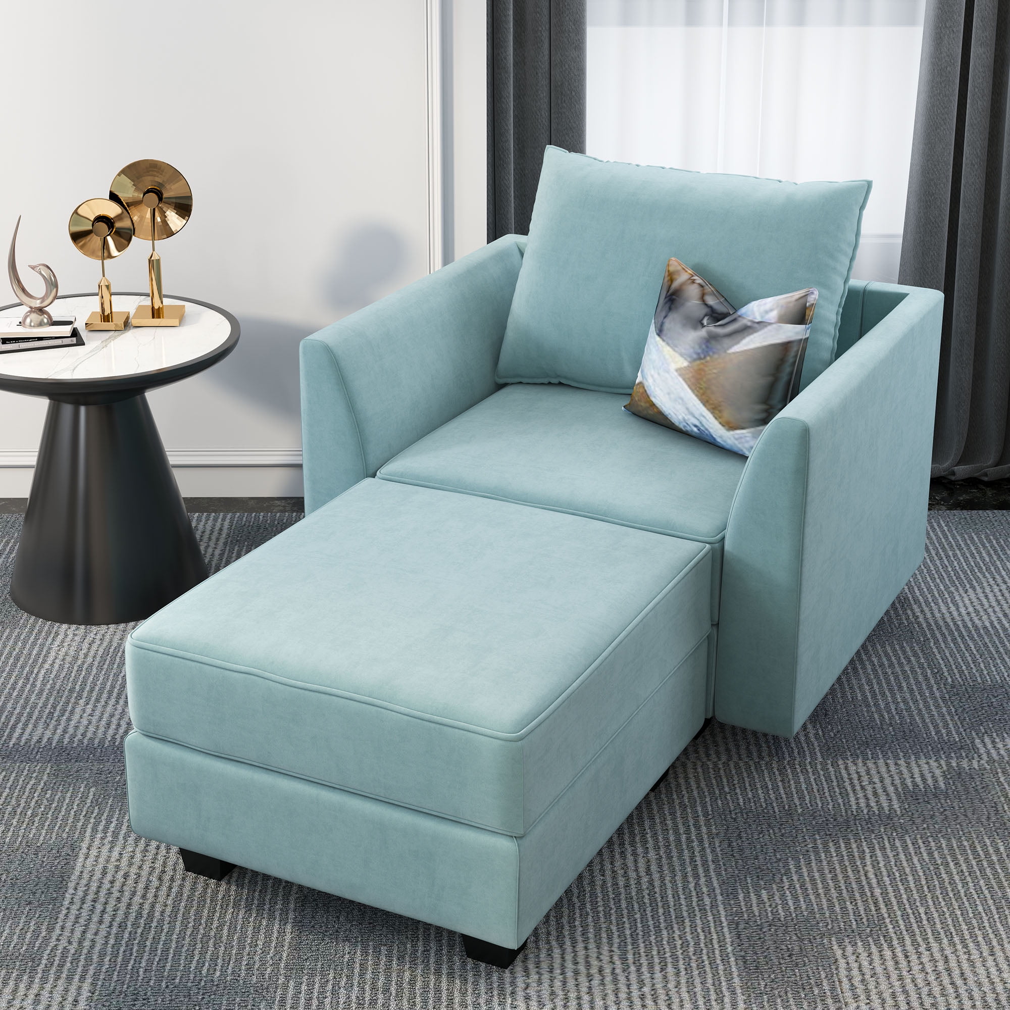 Free Shipping! HONBAY Accent Chair with Ottoman, Modern Armchair