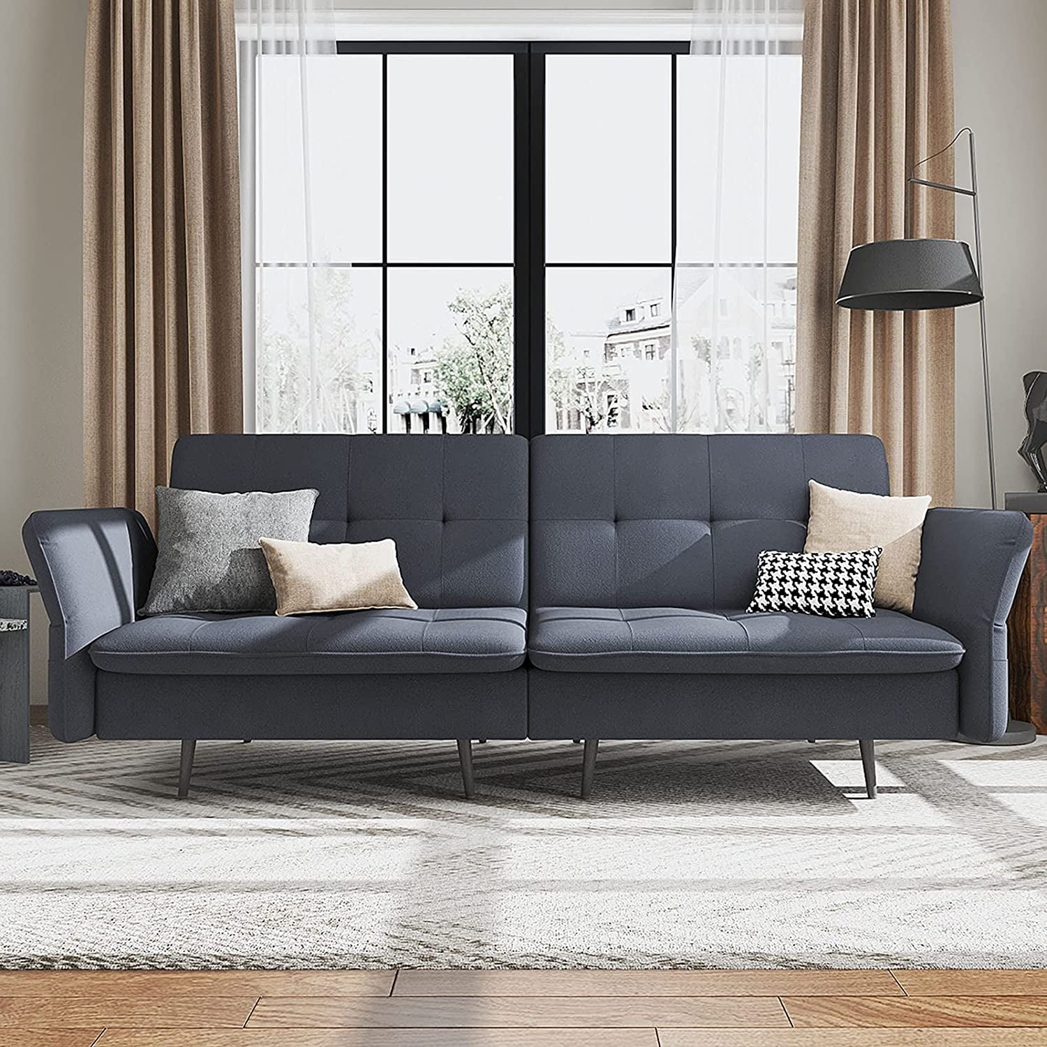 HONBAY Convertible Folding Futon Sofa Bed for Small Space Tufted