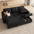 thumbnail image 1 of HONBAY 79" Reversible 3 Seat Compact L Shaped Sectional Sleeper Sofa with Pull Out Bed and Storage, Velvet Black, 1 of 9