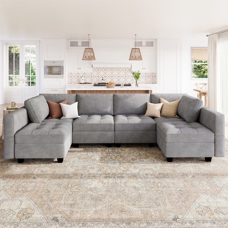 HONBAY Convertible UShaped Sectional Sofa with Interchangeable Backrests and Armrests Stylish 6