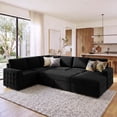 thumbnail image 1 of Marrber U-Shaped Sectional Pull Out Sofa Bed  with Storage Chaise Convertible Sleeper Sofa for Living Room, Black, 1 of 12