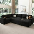 thumbnail image 1 of HONBAY U-Shaped Sectional Pull Out Sofa Bed  with Storage Chaise Convertible Sleeper Sofa for Living Room, Black, 1 of 12