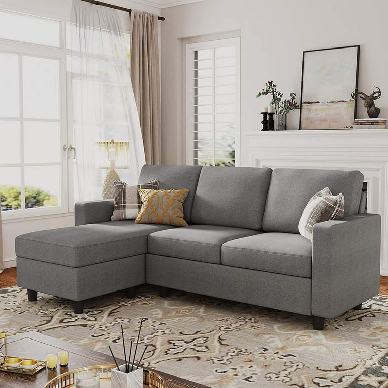 Honbay Dryades L-Shaped Sectional Sofa, Gray Fabric - Walmart.Com