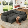 thumbnail image 1 of Marrber Gray L-Shaped Modular Sectional Sleeper with Pull-Out Sofa Bed and Storage Ottoman Corduroy Cloud Couch for Living Room, 1 of 10
