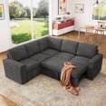 thumbnail image 1 of Marrber L-Shaped Sectional Sleeper with Pull-Out Sofa Bed Corduroy Cloud Couch with Storage for Living Room, Gray, 1 of 10