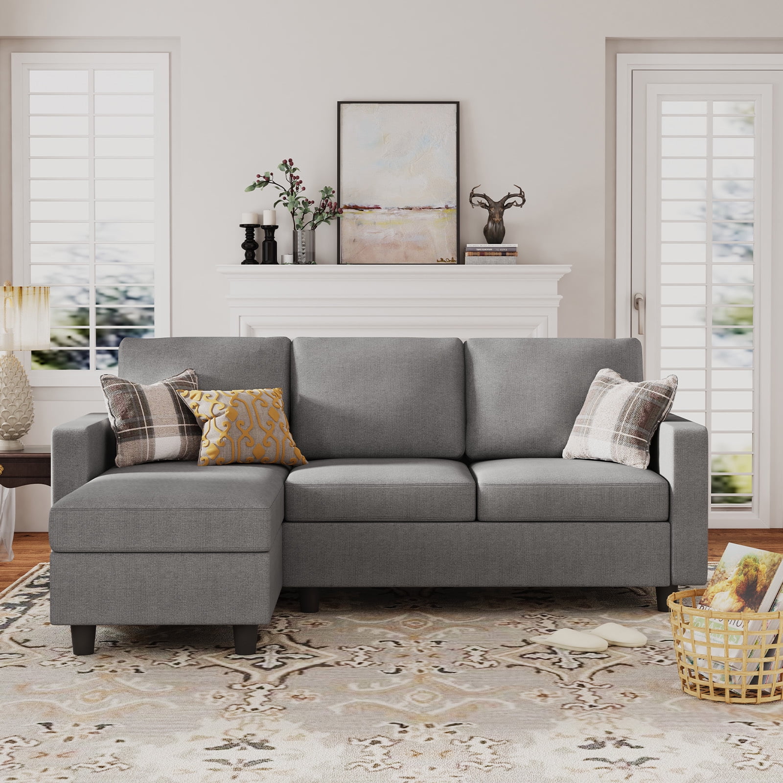 Comfortable Durable HONBAY L-Shaped Sectional Sofa with Movable