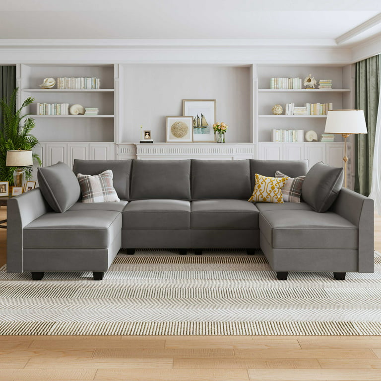 Velvet Convertible Sectional Sofa