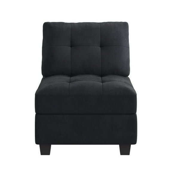 HONBAY Middle Seat Module for Velvet Modular Sectioanl Sofa, Accent Armless Chair with Storage, Black