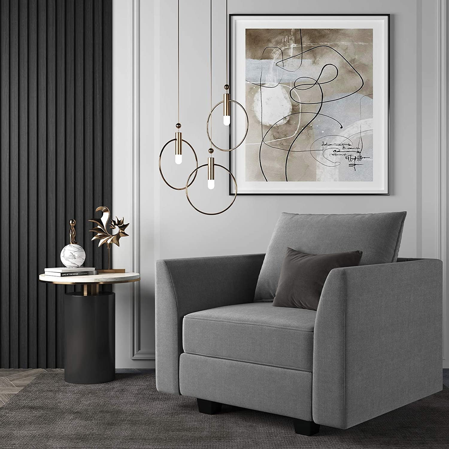 HONBAY Modern Accent Chair Single Club Chair w/ Storage Armchair