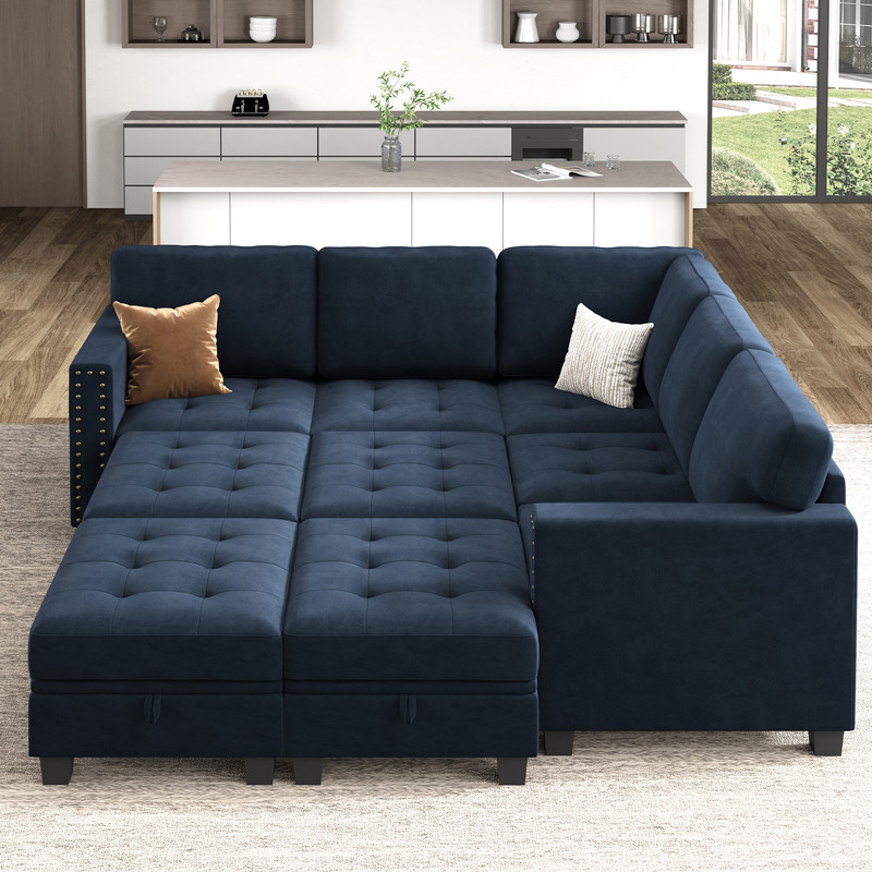 HONBAY Modern Sectional Sofa with Storage Seat Oversized Sofa Sets for