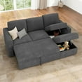 thumbnail image 1 of HONBAY 79" Reversible 3 Seat Compact L Shaped Sectional Sleeper Sofa with Pull Out Bed and Storage, Corduroy Gray, 1 of 9