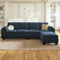 HONBAY Modern Velvet 4seat Sofas Sectionals with Storage Ottomans and