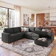 thumbnail image 1 of Marrber Modular Sectional Pull-Out Sofa Bed U-Shaped  Linen Couch Bed with Storage for Living Room, Gray, 1 of 10