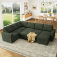 thumbnail image 1 of Marrber Modular Sectional Sleeper Sofa with Pull Out Bed, Corduroy Sectional Couch with Storage, U Shaped Couches for Living Room, Green, 1 of 10