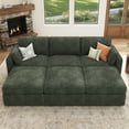 thumbnail image 1 of HONBAY Modular Sectional Sofa Bed with Storage, Cloud Chenille Upholstered Sleeper Couch for Living Room, Green, 1 of 9