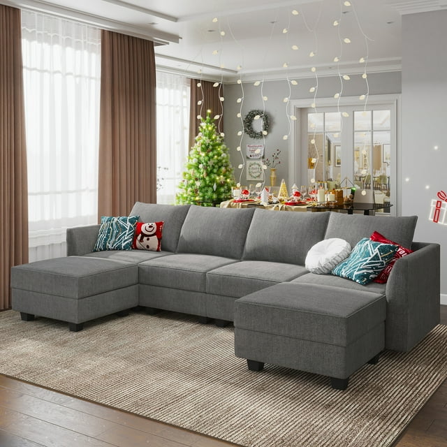 HONBAY Modular Sectional Sofa U Shaped Couch with Reversible Chaise