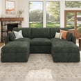 thumbnail image 1 of HONBAY Modular Sectional U Shaped Cloud Sofa, Chenille Upholstered Couch with Storage for Living Room, Green, 1 of 9
