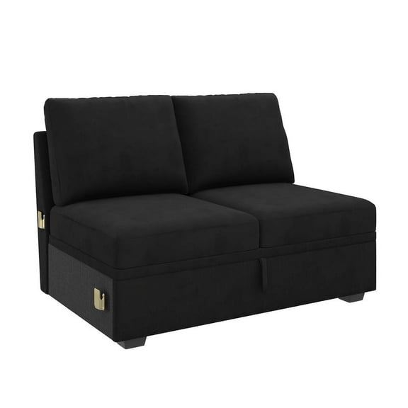 HONBAY Modular Sectional Sleeper Storage Sofa, Loveseat, Black
