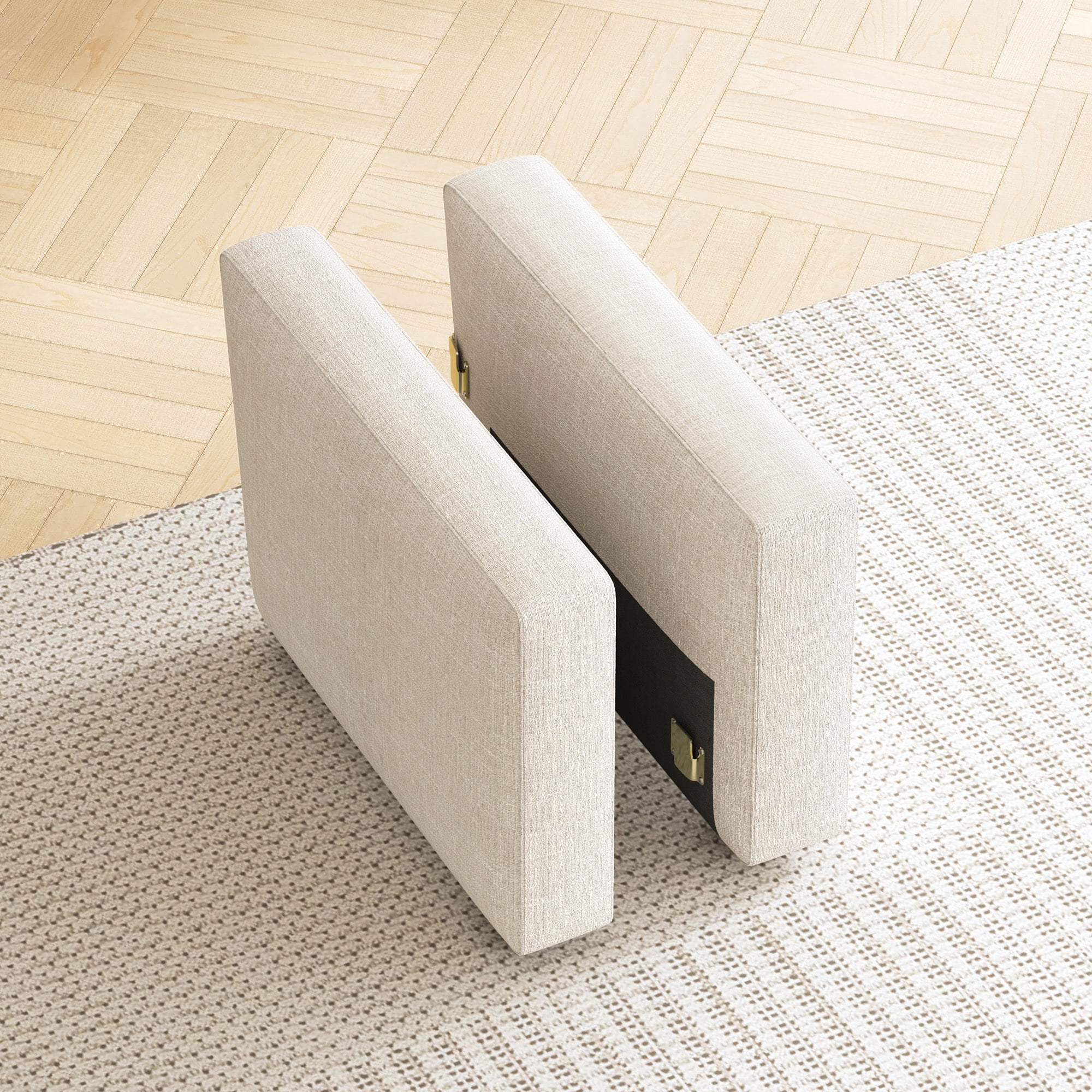 HONBAY Pair of Armrests for Modular Sectional Sleeper Sofa, Linen Beige