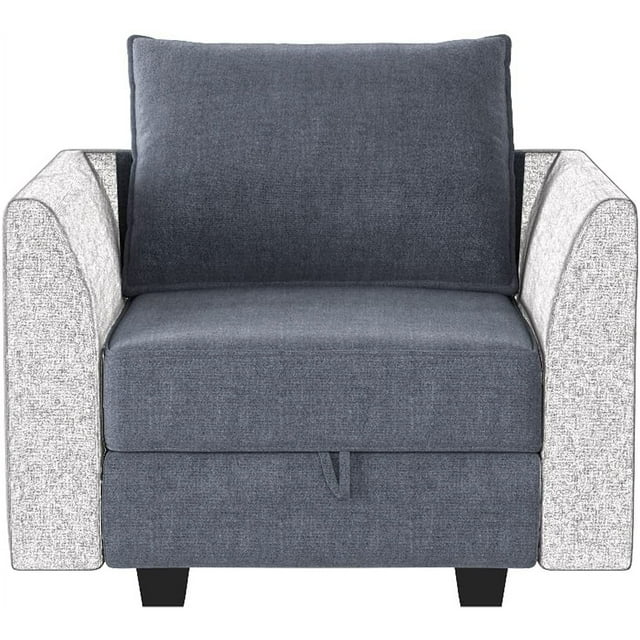 HONBAY Polyester Fabric Armless Chair Middle Module for Moduler Sofa, Bluish Grey