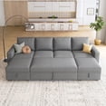 thumbnail image 1 of HONBAY Pull Out Sleeper Sofa Set Linen Couch Bed with Storage for Living Room, Grey, 1 of 9