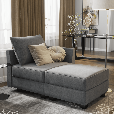 HONBAY Reversible Modular Sectional Sofa Couch with Storage Seat for Living Room and Small Spaces, Bluish Grey