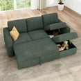 thumbnail image 1 of Marrber Reversible Modular Sofa Bed with Storage, Corduroy Green - Pull-Out Sleeper Sectional Couch, Space Saving Design, 1 of 8