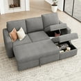 thumbnail image 1 of HONBAY 79" Reversible 3 Seat Compact L Shaped Sectional Sleeper Sofa with Pull Out Bed and Storage, Gray Double Colored Velvet, 1 of 9