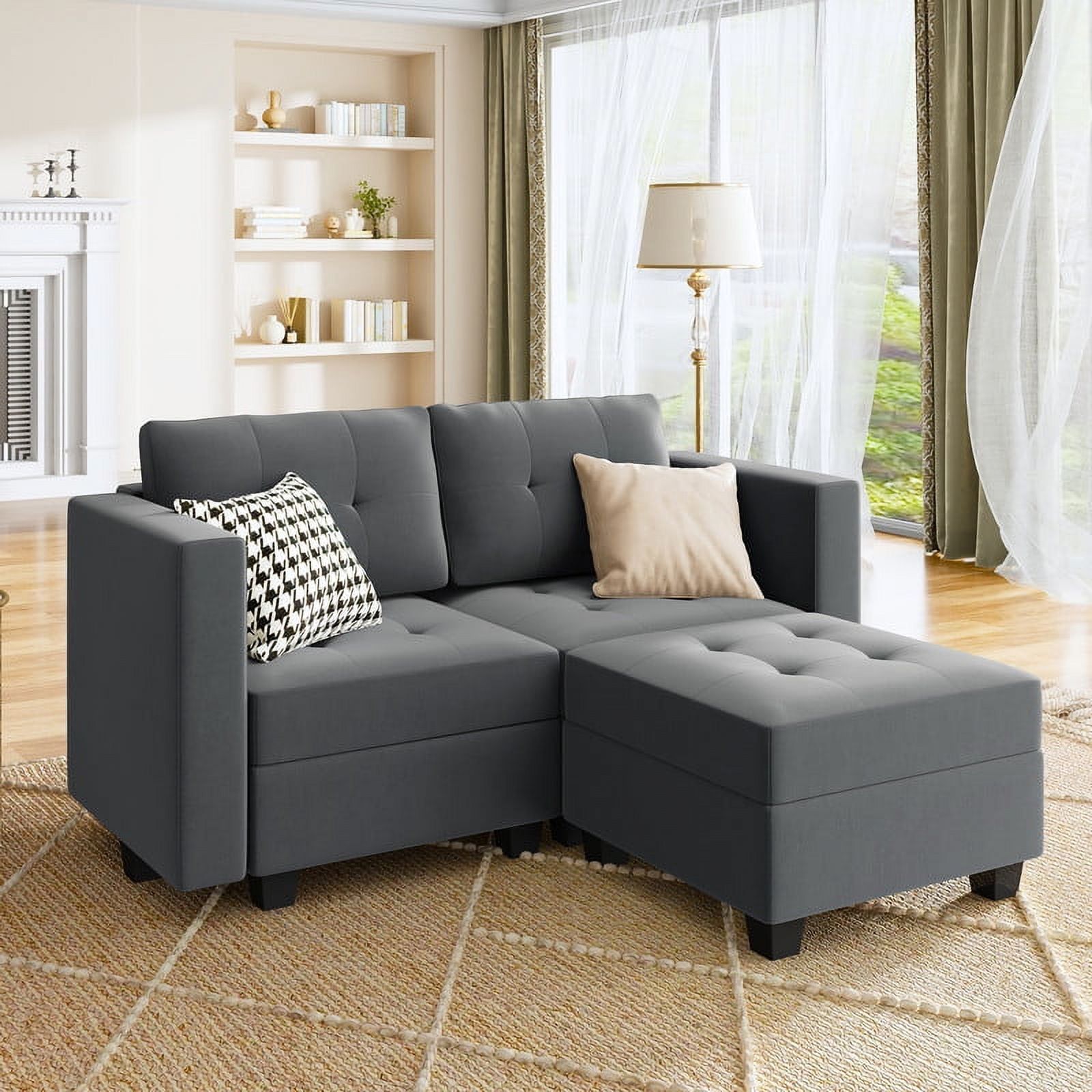 HONBAY Reversible Sectional LShaped Storage Loveseat Sofa Couch with