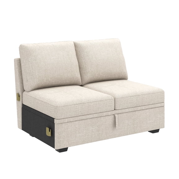 Marrber Storage Loveseat for Modular Sectional Sleeper Sofa, Linen Beige