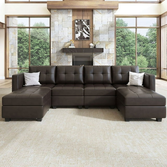 HONBAY Upholstery Sectional Sofa UShaped Couch with Reversible Chaise
