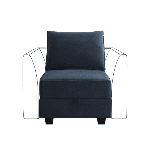HONBAY Velvet Armless Chair Middle Module for Moduler Sofa, Navy Blue