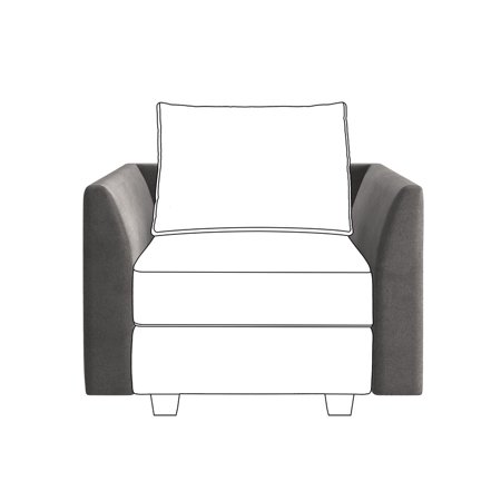 HONBAY Velvet Side Armrest Module for Modular Sectional Sofa Couch Pair of Armrests, Dull Grey