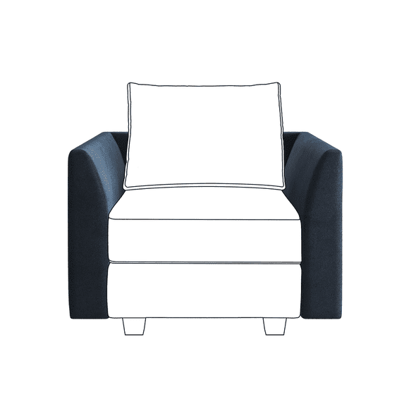 HONBAY Velvet Side Armrest Module for Modular Sectional Sofa Couch Pair of Armrests, Navy Blue