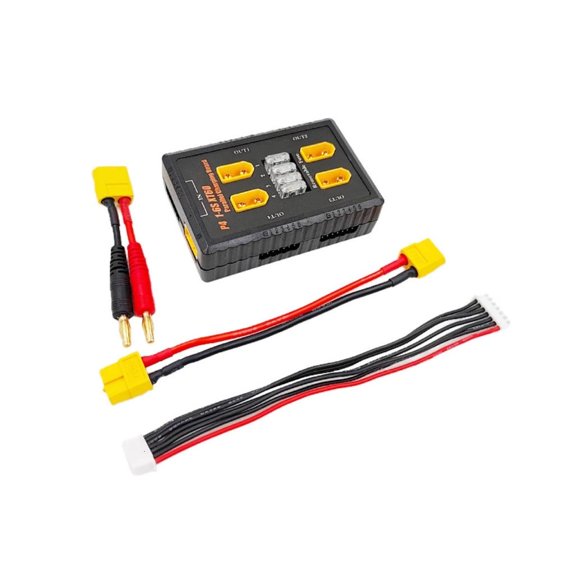 HONCLL 1-6S Battery Charging Board with XT60 1-6S XT60 Plug Parallel Charging Board Support 20A Input 4 Channel Output