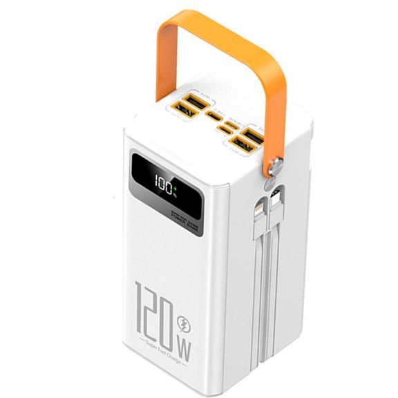 HONCLL 120W Fast Charge Mobile Power Adapter With Double Cable and LED Illumination For Outdoor Camping Travel