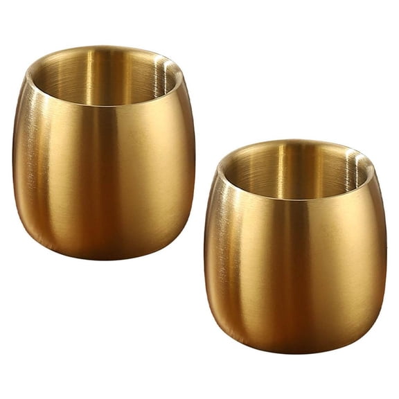 HONCLL 2pcs 304Stainless Steel Cups Double Walled Water Glasses Family Use Drinking Cups