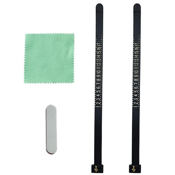 HONCLL 4Pcs/Set Rings Size Measurement Set Convenient Tool with Wiping Cloth and Sponge