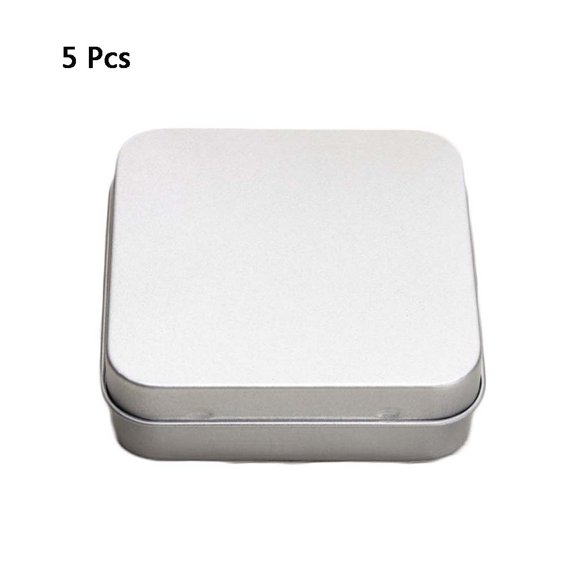 Tizuqe 5 Pcs Mini Metal Tins Container Square Hinged Flip Storage Tin Box Small Kit Cas