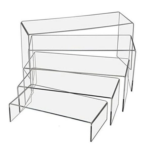 HONCLL 5pcs Clear Acrylic Risers Tiered Shelf Rack for Home Retail and Office Display