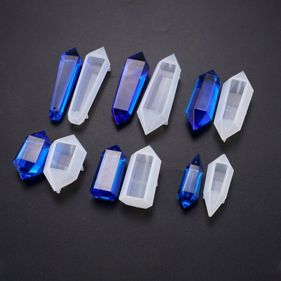 Tizuqe 6 Pcs/Set Resin Pendulum Mold Resin Stone Pendulum Crystal Column Pendant Mold