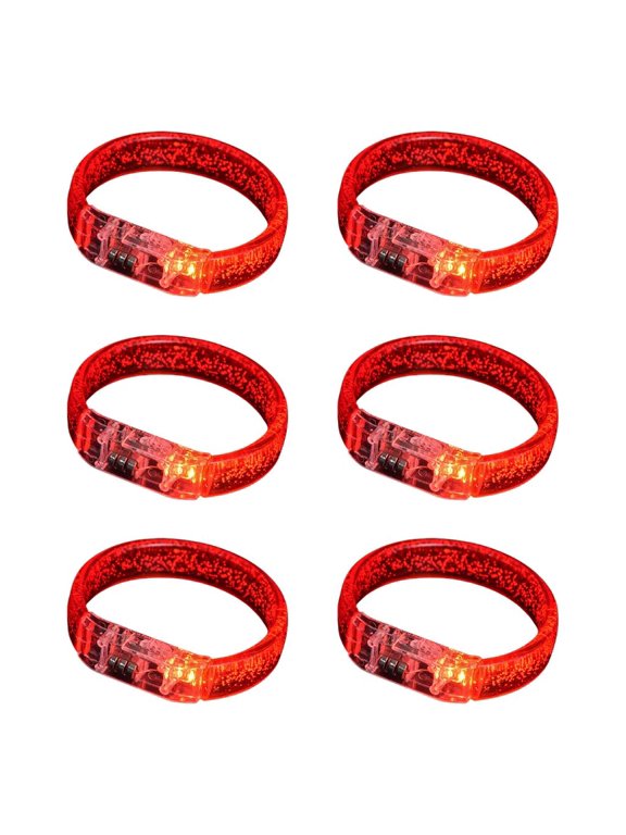 HONCLL 6pcs LED Light Up Bracelets for Kids Birthday Party Festival Bangles Accessories