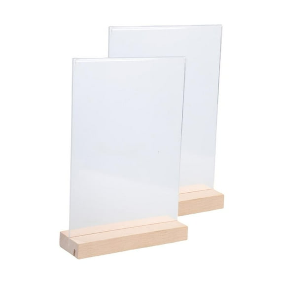 HONCLL Acrylic Sign Holder with Wood Base Acrylic Display Stand for Office Store Cafe