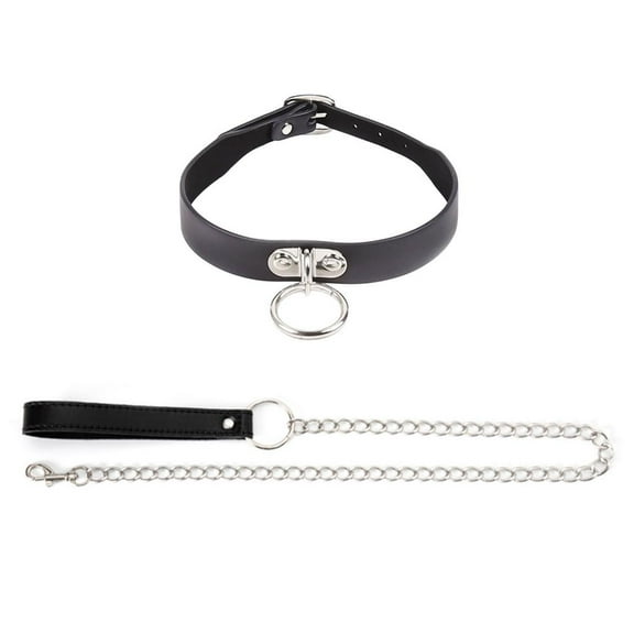 HONCLL Adjustable PU Collar with Bell/O-Ring and Leash Jewelry for Adult Role Play Fun