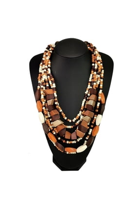 HONCLL African Style Big Colorful Wood Necklace Stylish Clavicle Chain with Multi Layer