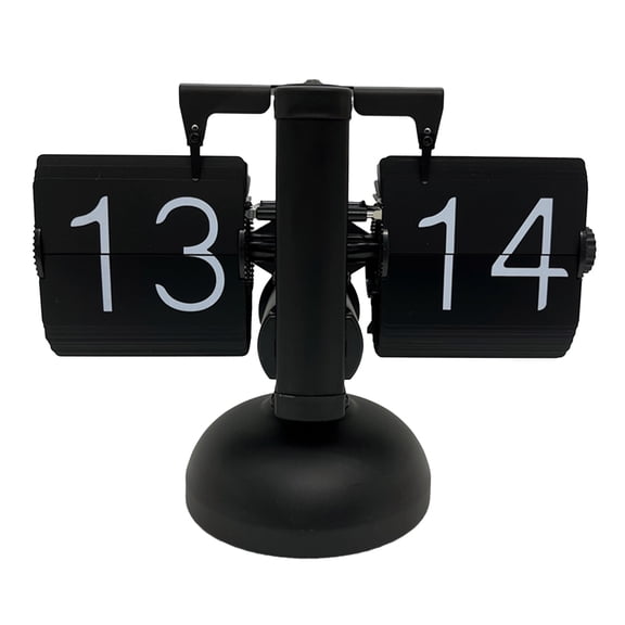 Tizuqe Automatic Flip Digital Clock 24 Hours Table Stainless Steel Single Foot Turn Page for Home Bedroom Living Room Office Desktop Decoration Gift