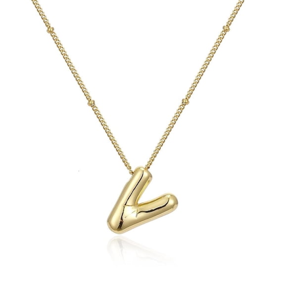 HONCLL Balloon Style Smooth Letter Necklace Adjustable Alloy Chain Suitable for Fashionable Youthful Women and Gift Giving