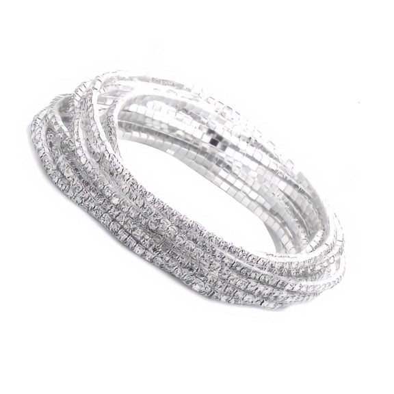 HONCLL Bundles of 12 Crystals Stretch Bracelets Versatile Rhinestones Bangle Set Jewelry Accessory for Trendy Women Ladies
