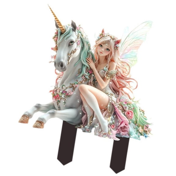 Tizuqe Butterfly Lovely Elf Statue Stake for Acrylic Home and Garden Sculpture Decors